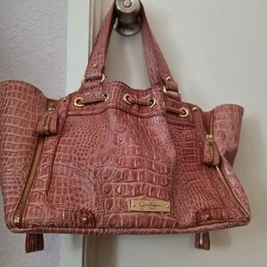 Jessica Simpson Coral Crocodile Leather  Shoulder Bag